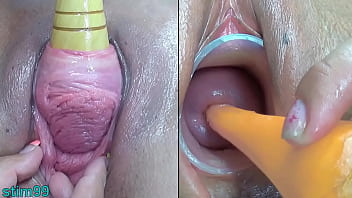 Crazy Asian MILF gets her pee hole penetrated and fucked with veggies