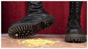 Giant 18 yo female destroyer smashes pop-corn with Doc Martens boots (part 1 of 2), fc228x 1080p