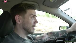 Transgender Hottie Gives Blowjob & Rides Dick To A Throbbing Orgasm