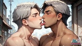 Gray-haired Muscle's Industrial Cum Show: Fantastic XXX with Naked Gay Men!