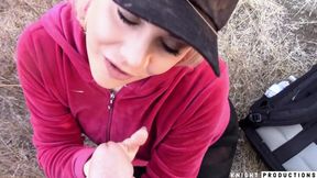 Outdoor hike leads to sexy fucking and cum swallow