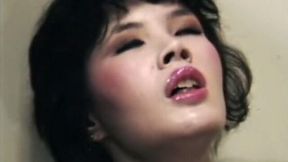 Unshapely oriental bitch masturbates for moustached cop