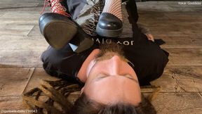 Slave's licking My heeled sandals covered with disgusting street dirt after the date