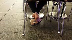 Stockings and Feet in Public Food Court - Candid Fetish Fun