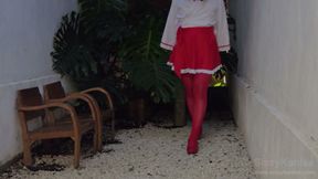 Sluty Miko Sissy Kanisa Part 2: Outdoor Walk in a Rock Garden Showing Her Sexy Legs Under Red Stocking and High Heel Shoes
