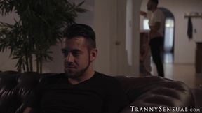 Tranny Crystal Thayer covered in cum after hardcore pounding