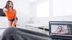 ”Teen step sister catches perv step brother watching porn & fucks him”