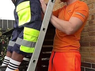 Worker Handling Big Huge Lethal Tool With Care