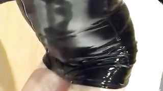 Playing in my black pvc body, nylons and plastic wrap II 4