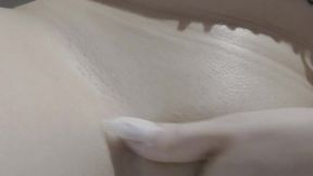 Her body reacts to the beach, she heads to the public restroom