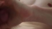 gray sweatpants boy undresses strokes and cums big shots on his tummy