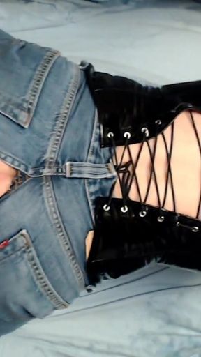 Requested jeans with huge 12 inch King Cock dildo   Clip 1
