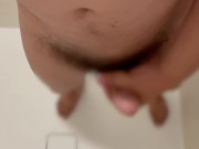 Hairy fat Japanese guy masturbates with lotion handles dicks and cumshot