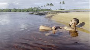 Naked and Jerking off inside a Lagoon