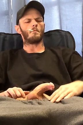 Smoking and Stroking Big Cock and Cumming