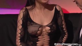 Sexy Asian babe Sari takes a titty sucking before being fucked by a hot dude