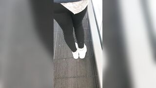 Step Cougar Pulled out Pants on Elevator inside Supermarket Fucking Step Son