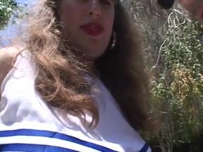 Chubby cheerleader sucks and fucks big cock