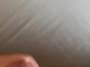 Guy with thick cock cumming on bed