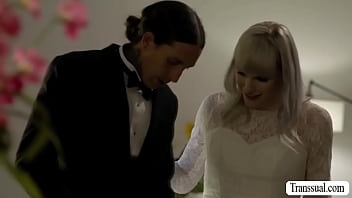 Groom fucks his TS bride and bridesmaid