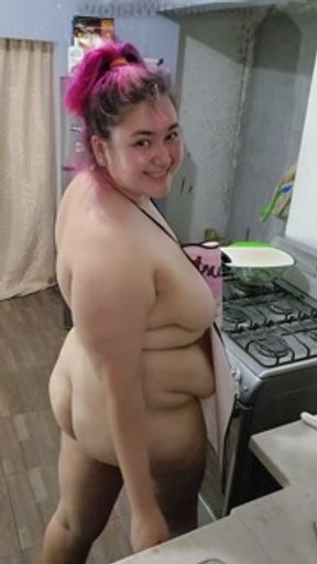 BBW Gordibuena Baking for You then pounding her pussy in the kitchen