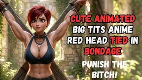 Hot anime muscle bitch large breasts hanging tits naughty and punished in BDSM bondage fantasy so you can watch her struggle