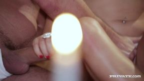 billie gets laid by two men at the same time in a candle lit room