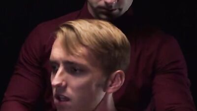 Handsome blond dude is getting fucked in this hot 3some