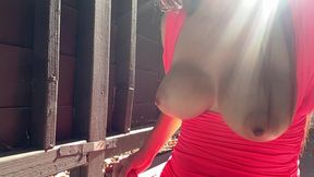 Italian Big Tits Milf Sexy Big Boobs bouncing session outdoor