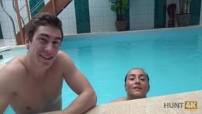 Amateur. Hottie wants to have fun in the pool so why pleases owner