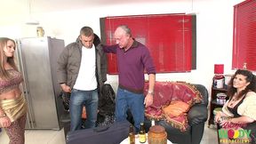 6 way gang bang with bendover, kai taylor, paige ashley, lou lou petite, gillian anderson, jamie barry