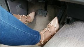 Flooring hard tan high heels