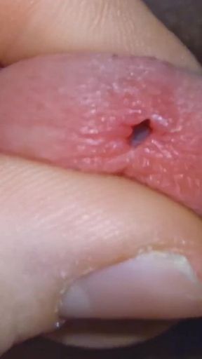 Young horny teen boy playing with his penis at night