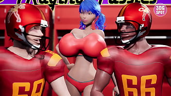 3DGSPOT - Big Titties Teen Gets DP By Two Footbal Players In The Locker Room! 3D CARTOON PORN!