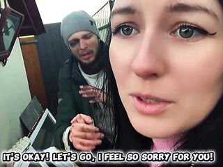 Angel blogger helps a homeless guy by having sex on camera