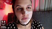 Girl in Minnie outfit makes a messy bubblegum facial - Bunny Looner
