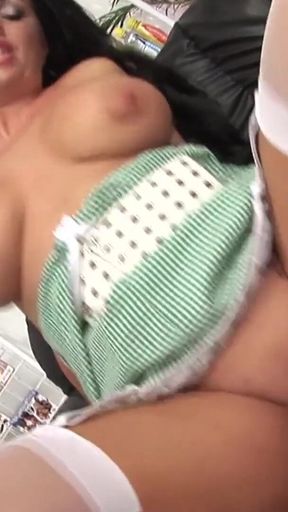 Two hot cashiers share a cock and swap cum