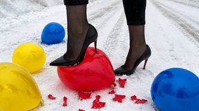 Winter Fun in Louboutin So Kate 120 | Popping Balloons with High Heels!