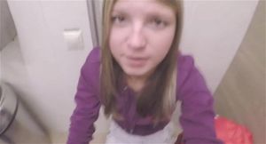 tiny blonde teen banged for money in outdoor restroom close up