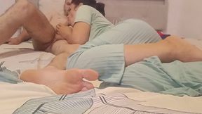 my stepsister gives me a blowjob and swallows my cum