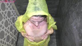 Horny Girlfriend Offered Blowjob with Raincoat In Shower With Cum On Face