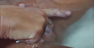 Fingering & amp; masturbating my pussy, caressing my tits naked in the bath