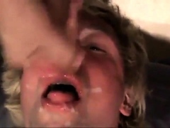 Fucking the twink's mouth and cumming on his face