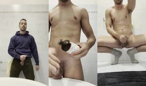 Italian real cum gushing hot solo twink skinny jerking off