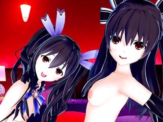 Shemale Hentai Date a Live Kurumi X Neptunia Noire and UNI (CG COMICS)