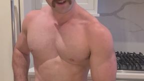 Cumming on the kitchen counter