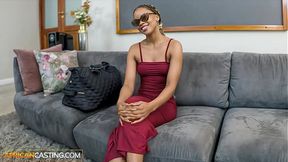 Amateur Ebony Teen Model Bounces On Big White Cock POV In Interracial Audition