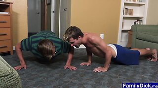 Stepdaddy makes stepson suck teenagers cock