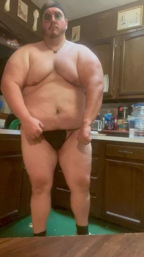 Gargantuan Muscle Chub Bear Daddy Bubba Burly Chub Poses Post Workout &amp; Pumps Out a Cannikin of Creamy Cum