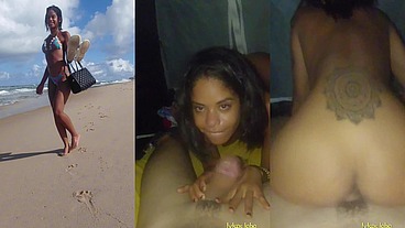 Conheci um dotado na praia e levei ele para foder minha bucetinha em minha barraca de camping